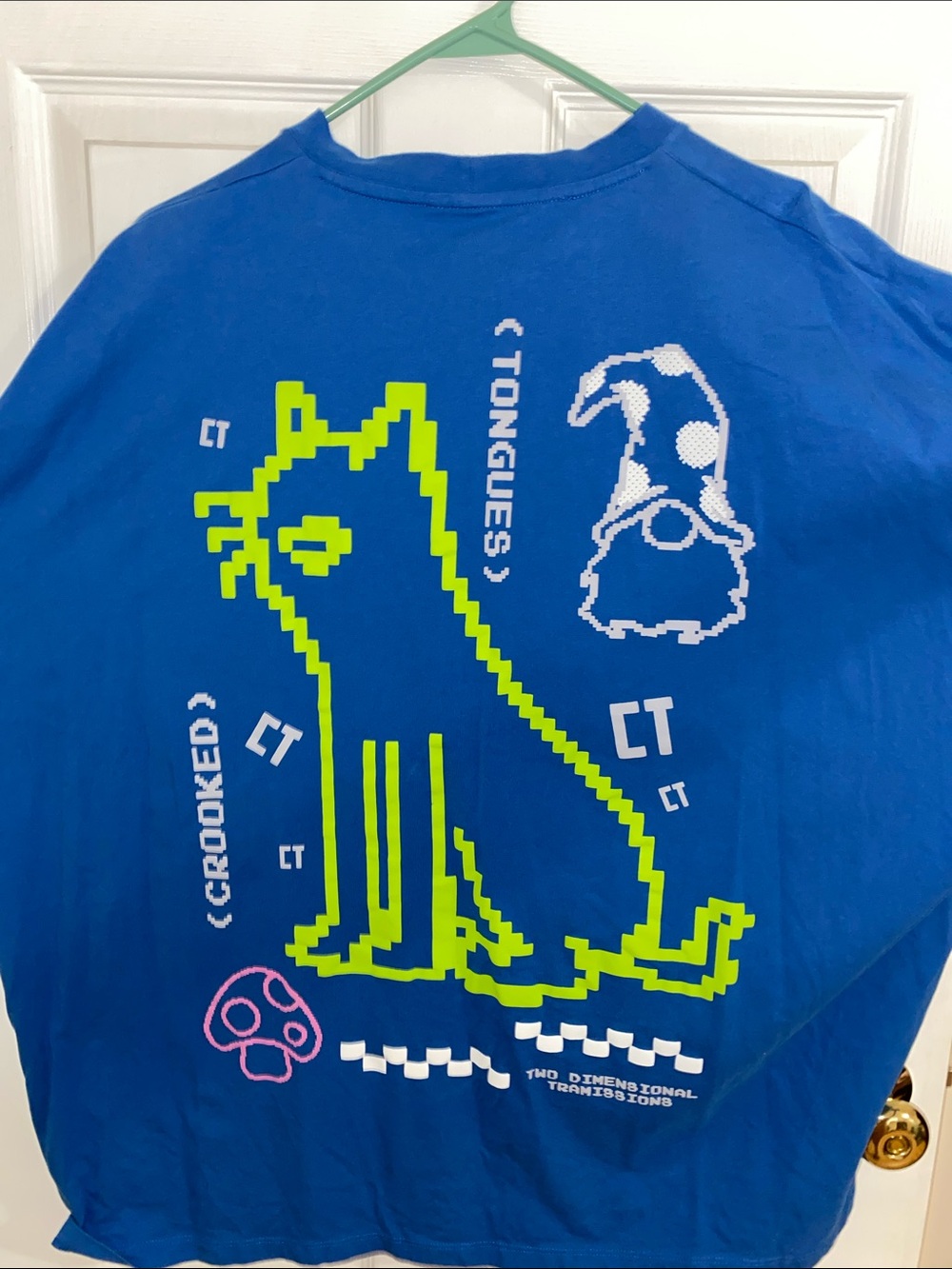 Crooked tongue graphic cat oversized boxy fit tee with back print / graphic